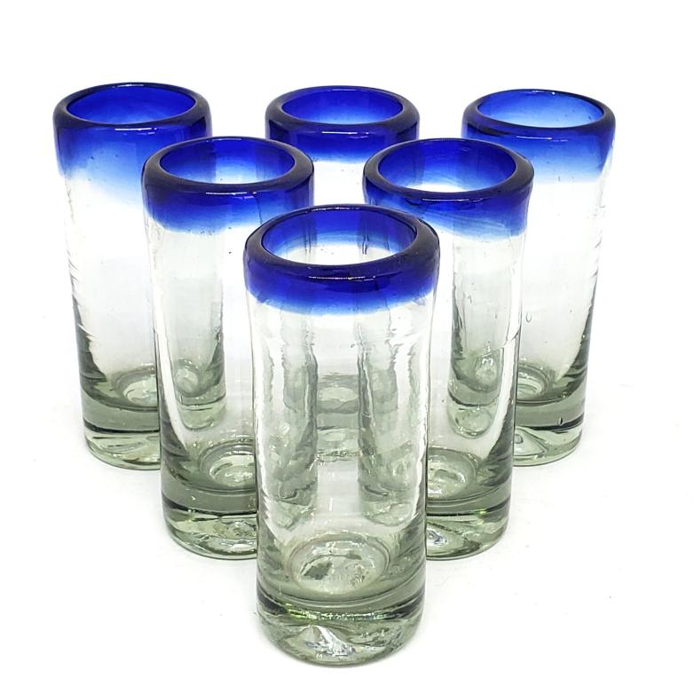 Cobalt Blue Rim 2 oz Tequila Shot Glasses (set of 6)